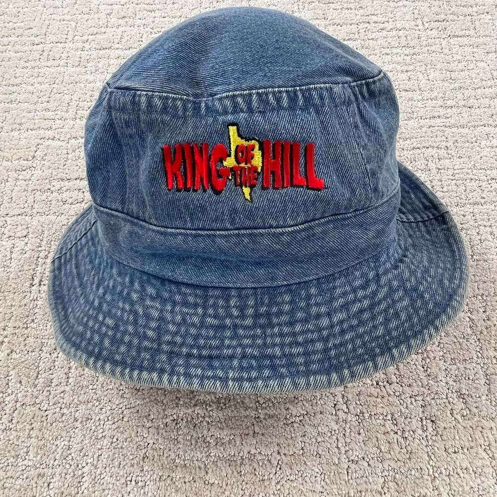 90s King Of The Hill Large Blue Denim Bucket Hat Fox Promo
